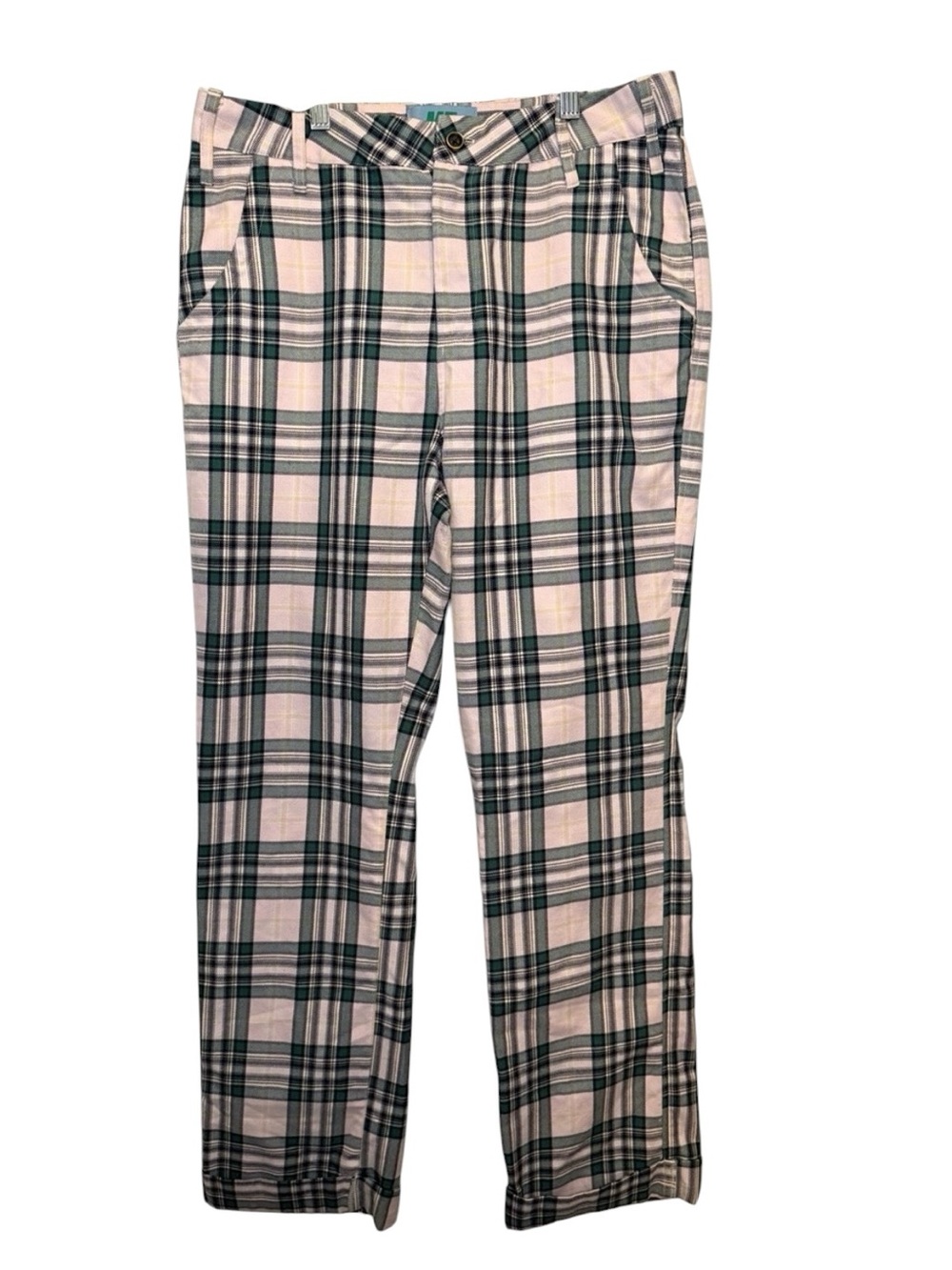 Melody Ehsani Pink & Green Plaid Relaxed Trousers Size Medium Y2K Streetwear